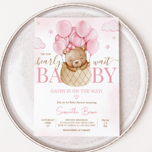 Baby Shower för Luftballong för flickor Inbjudningar
