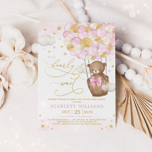 Baby Shower för Luftballong Rosa Guld Baby Inbjudningar