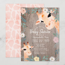 Baby Shower för mamma & Baby Giraffe Rustic Wood B