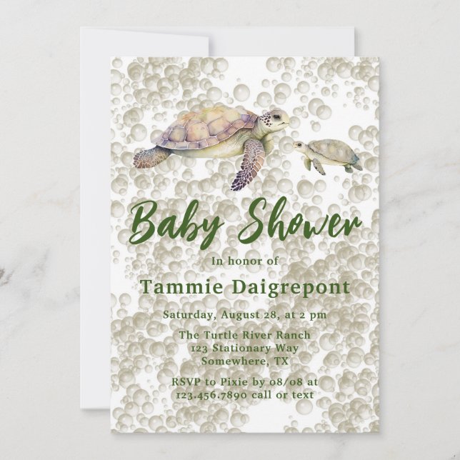 Baby Shower för mamma och Me Sea Turtles Inbjudningar (Framsida)
