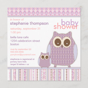 Baby shower för mammauggla- & babyugglalilor inbjudningar