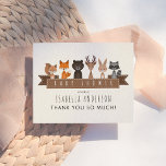 Baby Shower för matlagningsdjur | TACK Vykort<br><div class="desc">Skapa din egen "Cute Woodland Animals Baby Shower" | Tack". Utformad med Cali-grafik.</div>