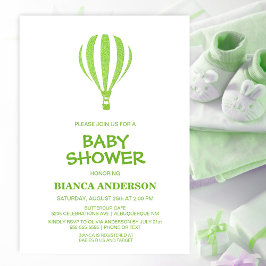 Baby Shower för minimalistisk Grönt-Luftballong Inbjudningar