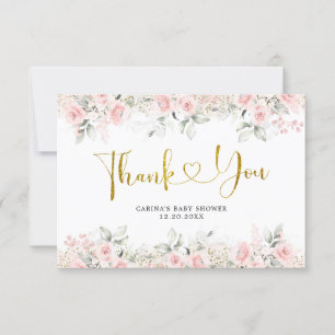 Baby Shower för minimalistisk Rosa-Blommigt Tack Kort