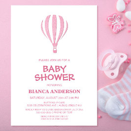 Baby Shower för minimalistisk Rosa Luftballong Inbjudningar