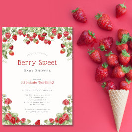 Baby Shower för modern berry Sweet Strawberry Inbjudningar