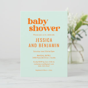 Baby Shower för modern Cute Mint Grönt Orange Inbjudningar