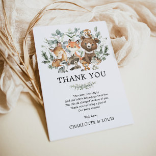 Baby Shower för modern grey Woodland Animals Tack Kort