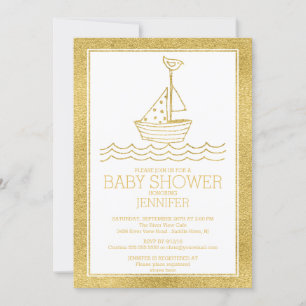 Baby Shower för modern Guld Nautical Neutralt Inbjudningar