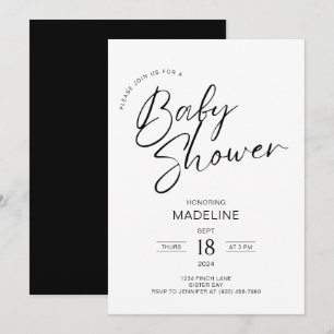 Baby Shower för modern minimalistisk skriptstil Inbjudningar