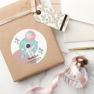 Baby Shower för modern Pastel Space Explorer Runt Klistermärke