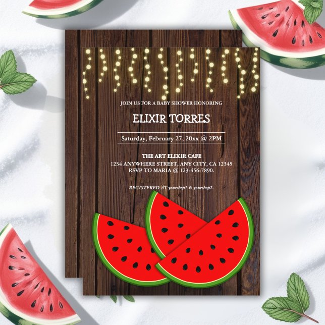 Baby Shower för Modern Rustic Watermelon Slices Inbjudningar (Skapare uppladdad)