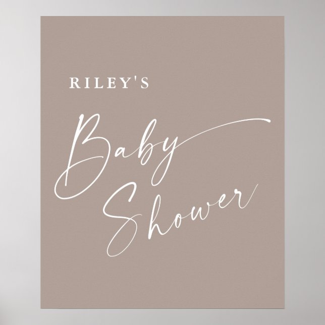 Baby Shower för Modern Script Neutralt Elegant Poster (Framsidan)