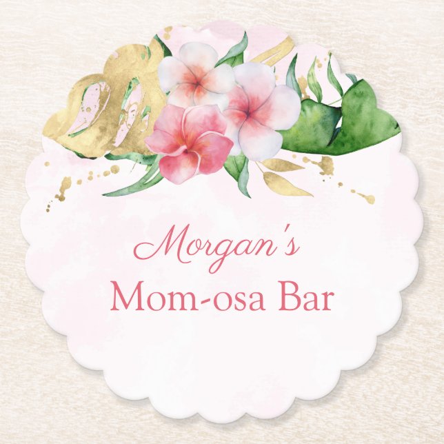 Baby Shower för modern Tropical Summer Blommigt Underlägg Papper (Framsida)