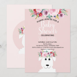 Baby Shower för modern vattenfärgslampa och blommo Inbjudningar