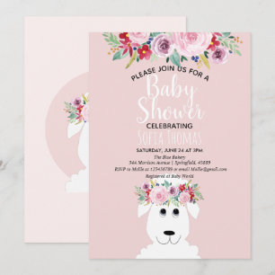 Baby Shower för modern vattenfärgslampa och blommo Inbjudningar