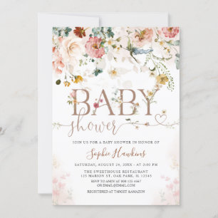 Baby Shower för modern WildFlower Garden Flowers Inbjudningar