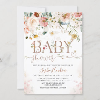 Baby Shower för modern WildFlower Garden Flowers Inbjudningar