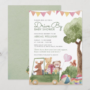 Baby Shower för Nallar för "Drive by Woodland" Inbjudningar