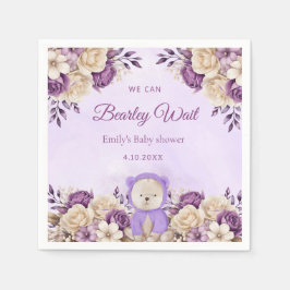 Baby Shower för Nalle för modern lila Watercolor Pappersservett