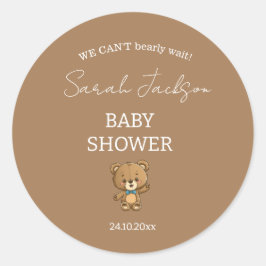 Baby Shower för Nalle för nutida Neutralt Runt Klistermärke
