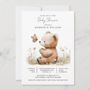 Baby Shower för Nalle för utspädda vattenfärger Inbjudningar