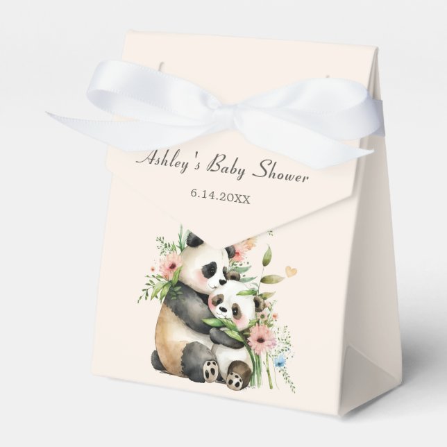 Baby Shower för Nalle och vattenfärgsblommor Presentaskar (Framsidan Sidan)