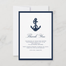 Baby Shower för nautisk anchor-skript Tack Kort