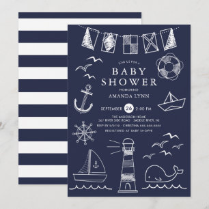 Baby Shower för nautisk segelbåt Inbjudningar