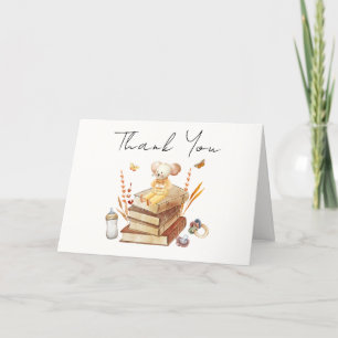 Baby Shower för Neutral Boho Bok Mouse Tack Kort