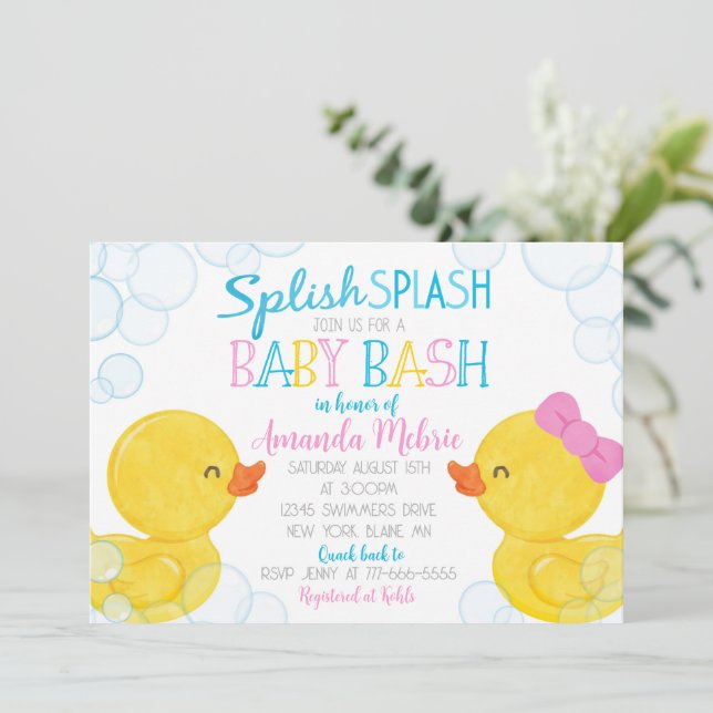 Baby Shower för Neutral Rubber Anka Inbjudningar (Stående Fram)