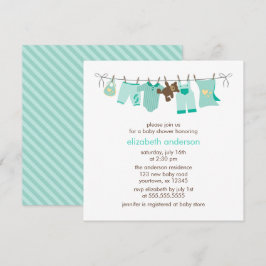 Baby shower för neutralt för babyklädstreckgender inbjudningar