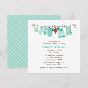 Baby shower för neutralt för babyklädstreckgender inbjudningar