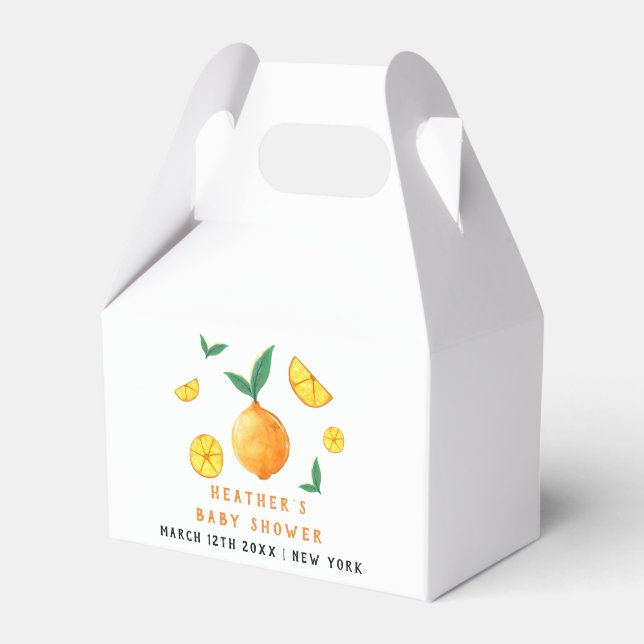 Baby Shower för Orange för modern vattencitrusport Presentaskar (Framsidan Sidan)