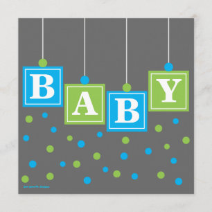 Baby shower för pojke för grönt för inbjudningar
