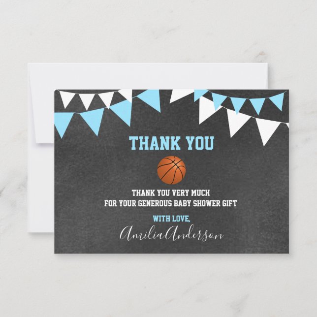 Baby shower för POJKE för svart tavlaTACKBASKET Tack Kort (Framsida)