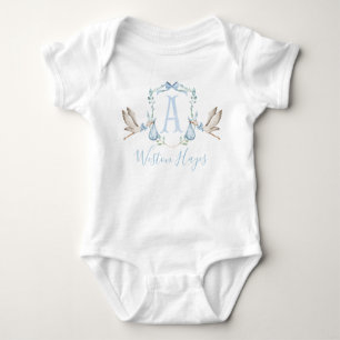 Baby Shower för Preppy Southern Blue Stork Boy T Shirt