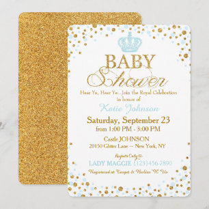 Baby shower för Prince Guld Blänka Strila Inbjudningar
