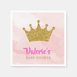 Baby shower för Princess Guld Blänka Kröna Pappersservett