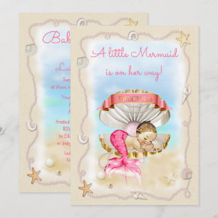 Baby shower för Princess Sjöjungfru Samla musslor Inbjudningar