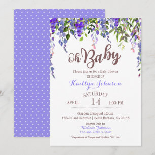 Baby shower för purpurfärgad Wisteria för Inbjudningar