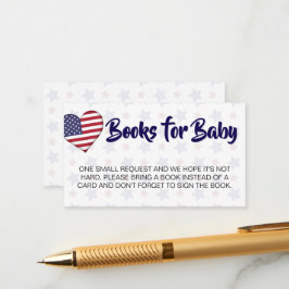 Baby Shower för Red White och due Bok Request Tilläggskort