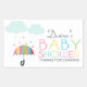 Baby shower för regnbågeparaplyneutralt rektangulärt klistermärke (Front)