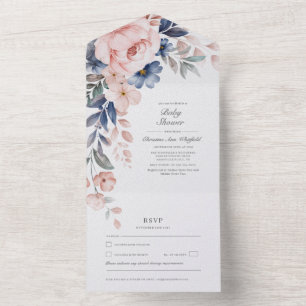 Baby Shower för Rosa av modern vattenfärg Blommigt