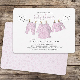 Baby Shower för Rosa Baby Clothesline Sweet Baby S Inbjudningar
