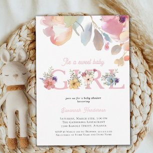 Baby Shower för Rosa Blommigt Baby Shower Inbjudningar