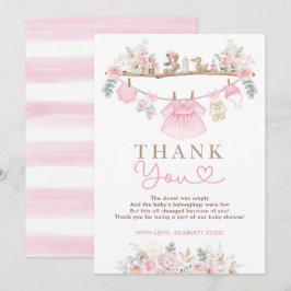 Baby Shower för Rosa Blommigt  Barnkläder  Tack Kort
