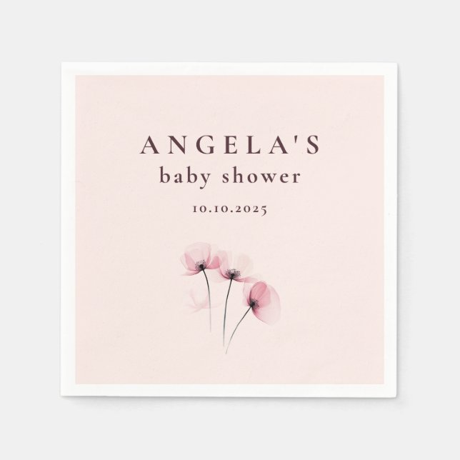 Baby Shower för rosa & Lila Blommigt- Pappersservett (Framsidan)