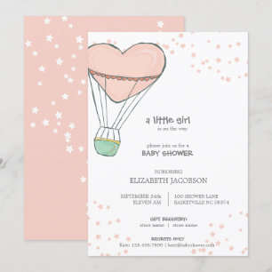 Baby Shower för Rosa Luftballong för spädbarn Inbjudningar