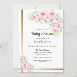 Baby Shower för rosa Orchid Blommigt Inbjudningar